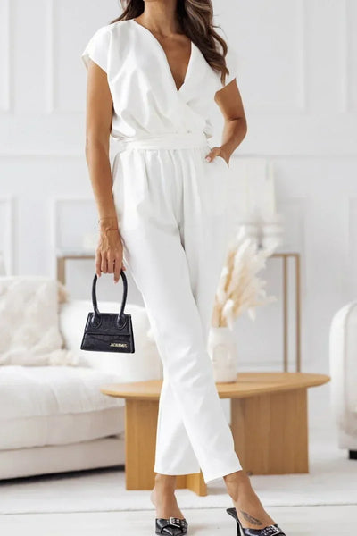 Maryana™ | Short Sleeve V-Neck Jumpsuit