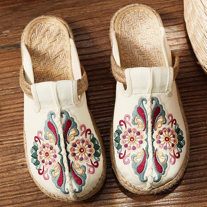 Katy - Handmade cotton floral pattern mules