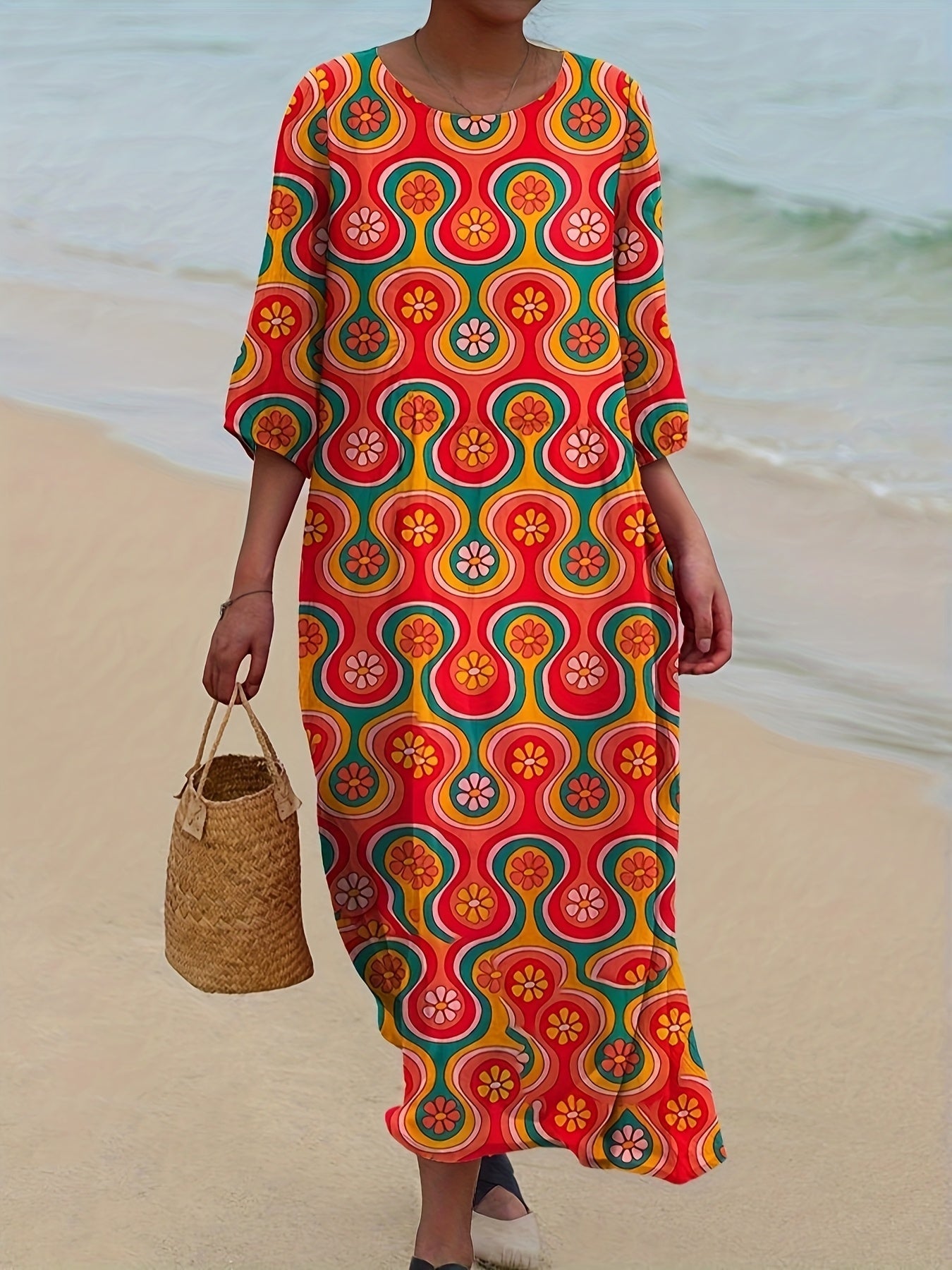 Naomi | Retro Radiance Boho Maxi Dress