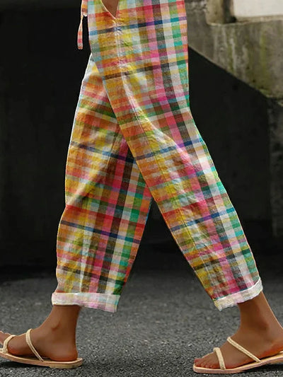 MICHELLE™ - COMFORTABLE CHECKERED PANTS WITH RELAXED FIT