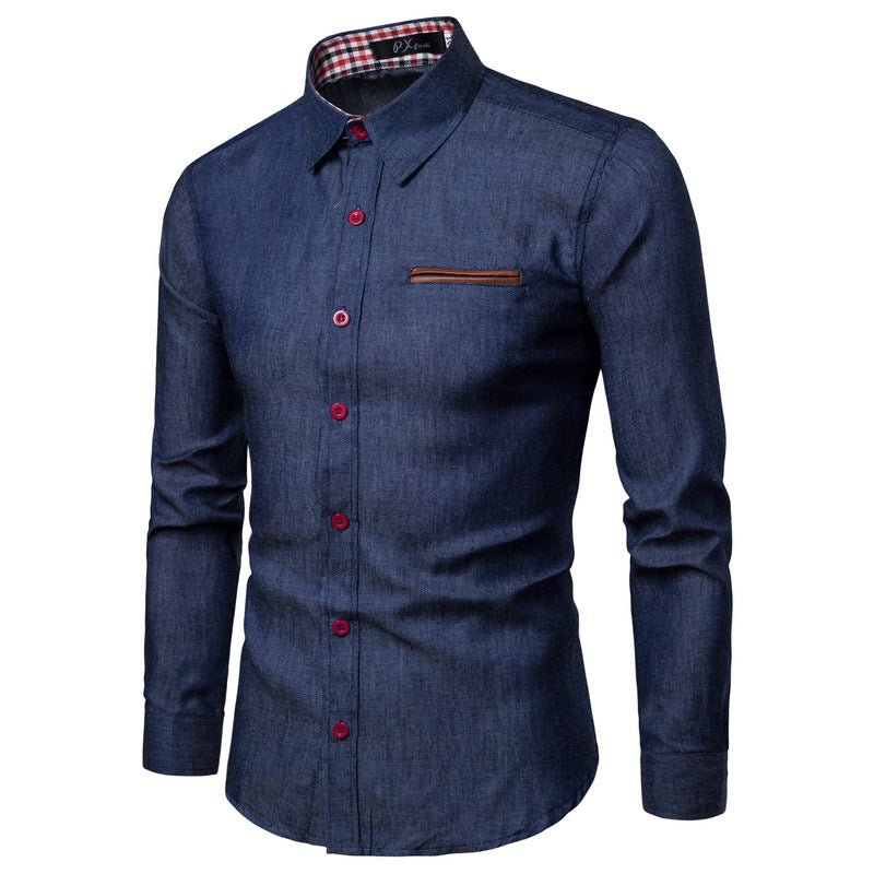 Men’s Long-Sleeve Button-Up Shirt - Slim Fit - Lightweight Breathable Fabric