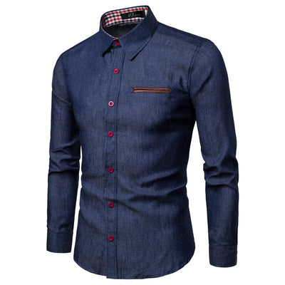 Men’s Long-Sleeve Button-Up Shirt - Slim Fit - Lightweight Breathable Fabric