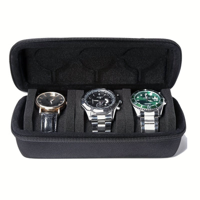 Rovan – 3-Slot Watch Organizer for Travel with Anti-Movement Watch Cushion