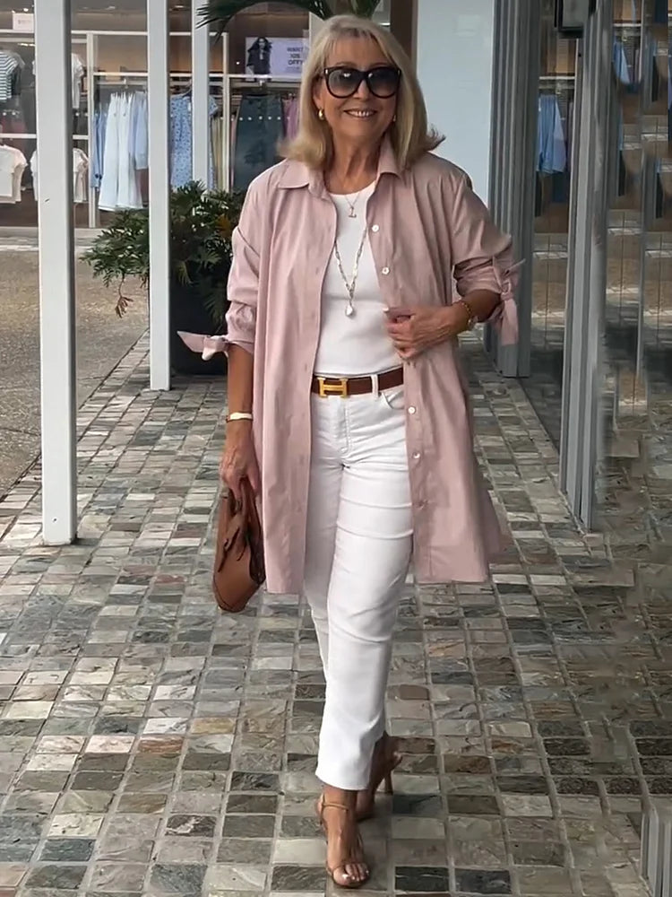 Isalyn - Flattering Cotton Stand Collar Jacket