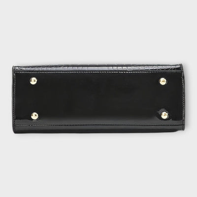 Lublanca - Glossy Crocodile Pattern Handbag