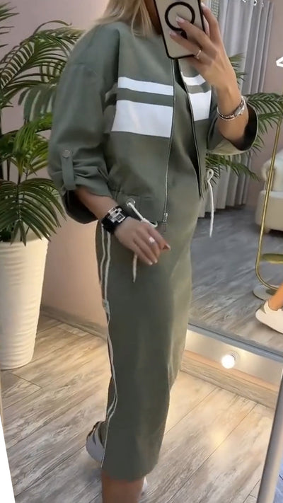 Elara ™ | Dress with a round neckline and women's blazer