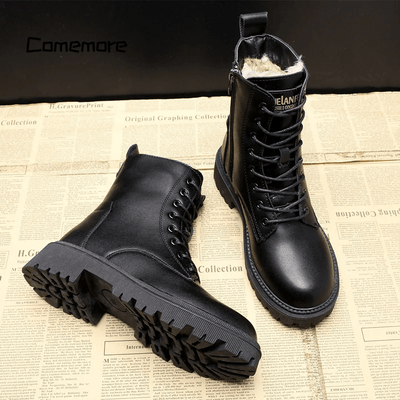Helena™ | Black Leather Fur-Lined Insulated Boots