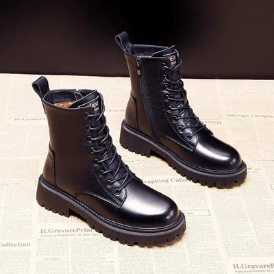 Helena™ | Black Leather Fur-Lined Insulated Boots