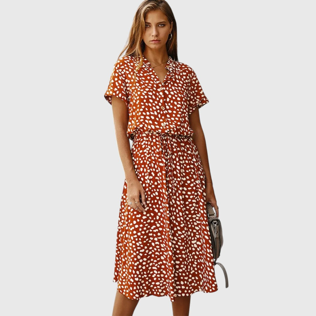 Eliza | Soft Spice Printed Midi Dress