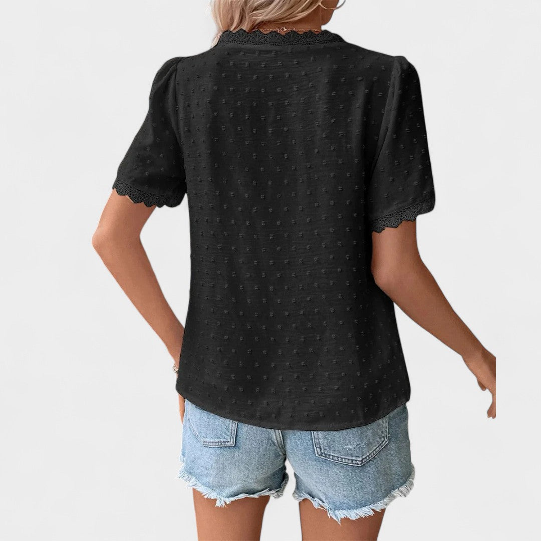 NORTHLINE STUDIO | LACE-TRIMMED BLOUSE