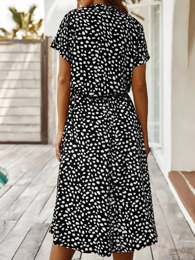 Georgia | Soft-Spotted Button-Up Midi Dress