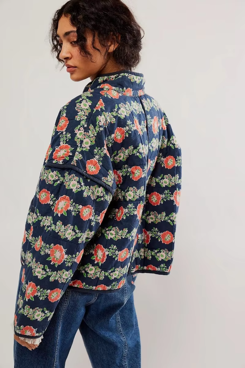 Layla™ - Modern Quilted Flower Print Jacket