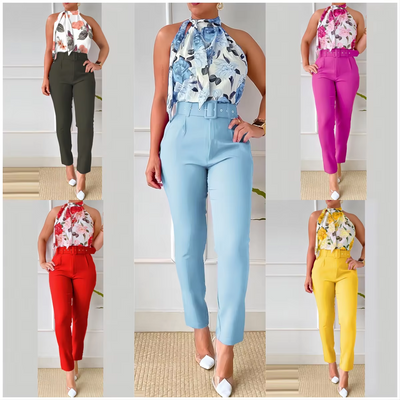 Scarlett™ - Chic Floral Tank Top & Pants Set