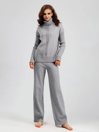 Scarlett™ - Stylish High-neck Pullover Sweater with Loose Pants Set
