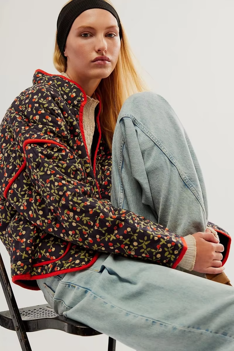 Layla™ - Modern Quilted Flower Print Jacket