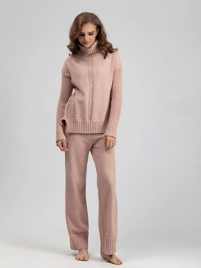 Scarlett™ - Stylish High-neck Pullover Sweater with Loose Pants Set