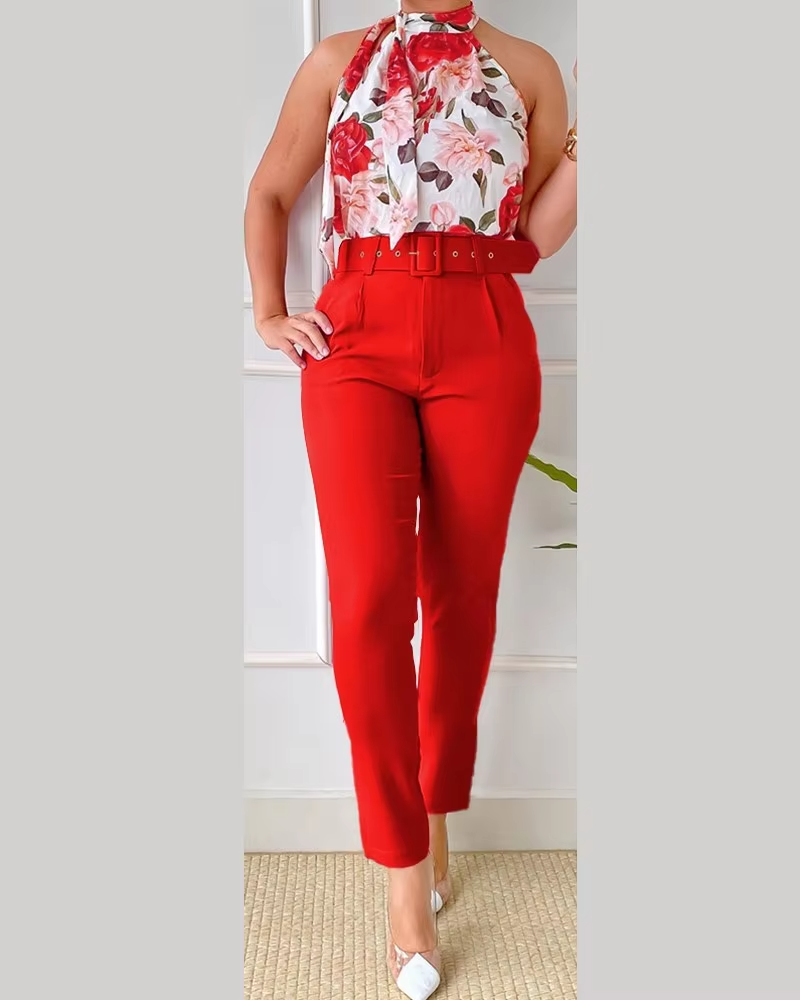 Scarlett™ - Chic Floral Tank Top & Pants Set