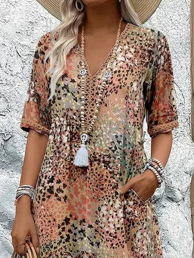 Verity | Boho Chic Printed V-Neck Blouse