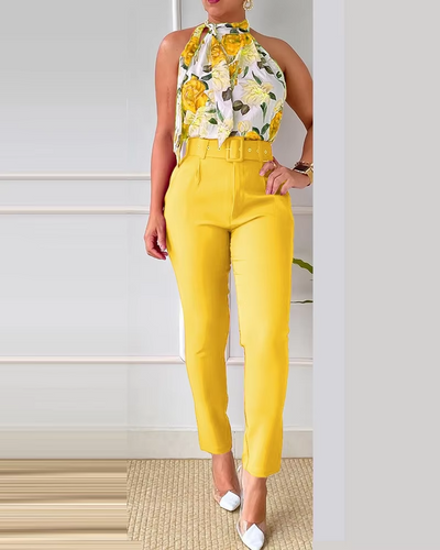 Scarlett™ - Chic Floral Tank Top & Pants Set