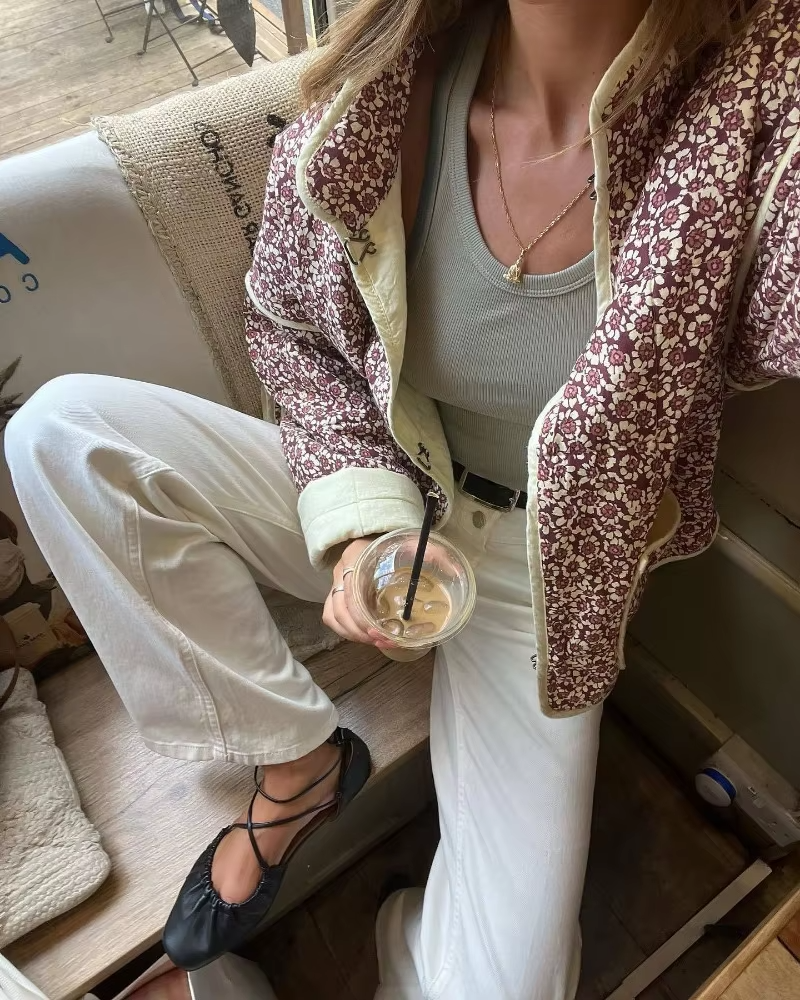 Layla™ - Modern Quilted Flower Print Jacket