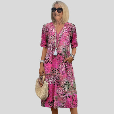 Danielle | Vibrant Midi Dress With Pockets