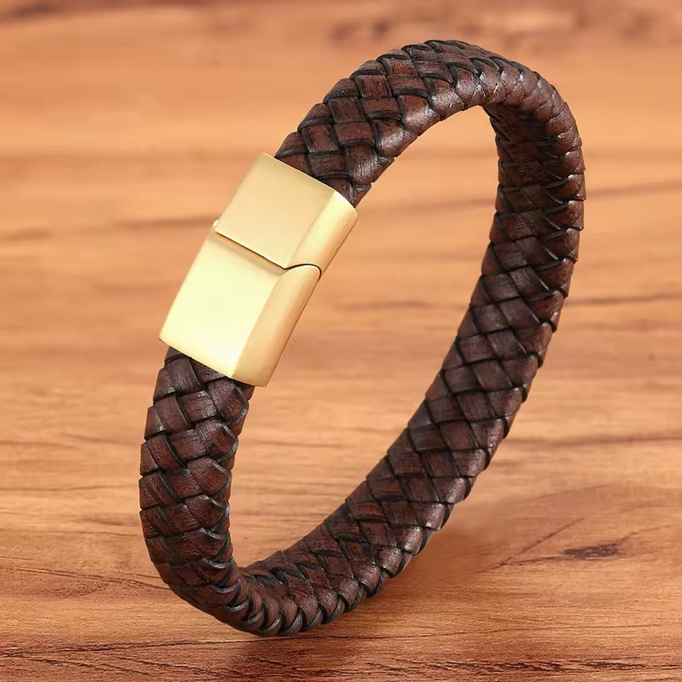 Leather Stainless Clasp Classic Bracelet