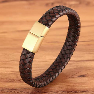 Leather Stainless Clasp Classic Bracelet