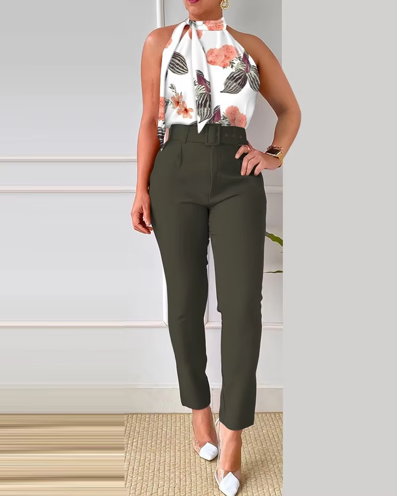 Scarlett™ - Chic Floral Tank Top & Pants Set