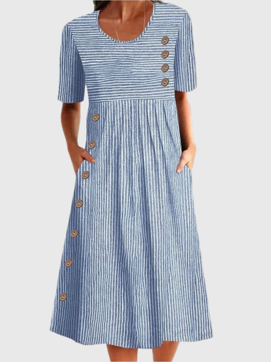 Mae | Coastal Stripe Button Midi Dress