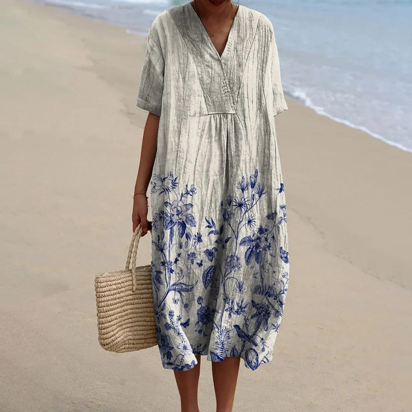 Eloise | Floral Hem V-Neck Midi Dress