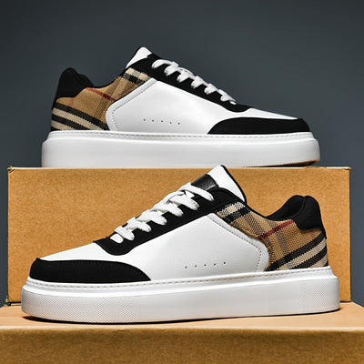 Cesare Bellandi Plaid Streetwear Leather Sneakers