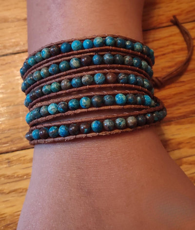 Handmade Jasper Beaded Leather Bracelet