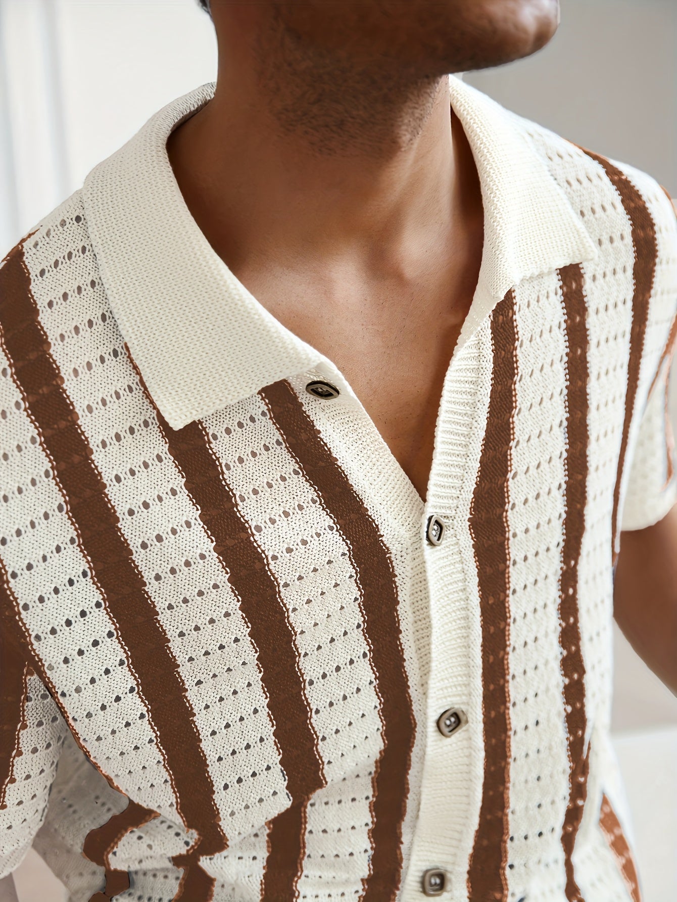 Fiorenzo D'Amico Knit Striped Button-Up Shirt