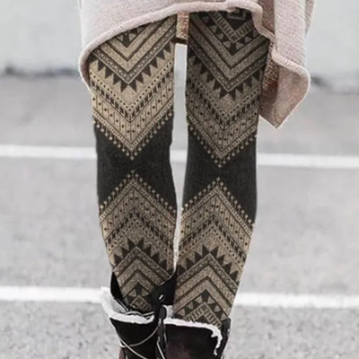 Women’s Leggings – Stretch Fit – Breathable Knit – Geometric Pattern – Full Length
