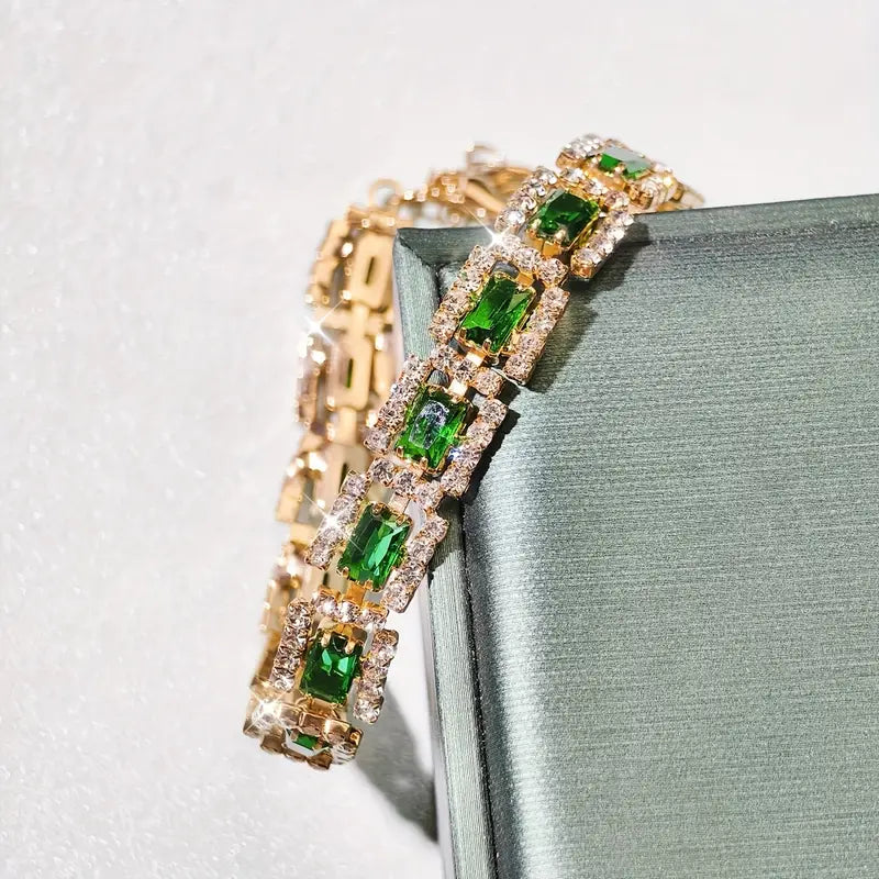 Emerald Green Statement Gold Bracelet