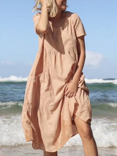 Avencea | Comfortable Linen Dress with Pockets for Unbounded Elegance