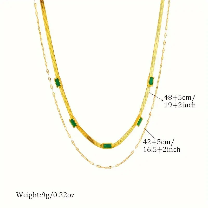 Sorella Gem Double-Layer Retro Necklace | Gold 18k