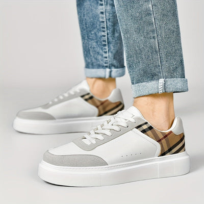 Cesare Bellandi Plaid Streetwear Leather Sneakers