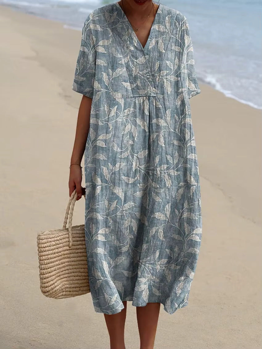 Winika - Women’s Spring Vines Pattern Flowy Dress