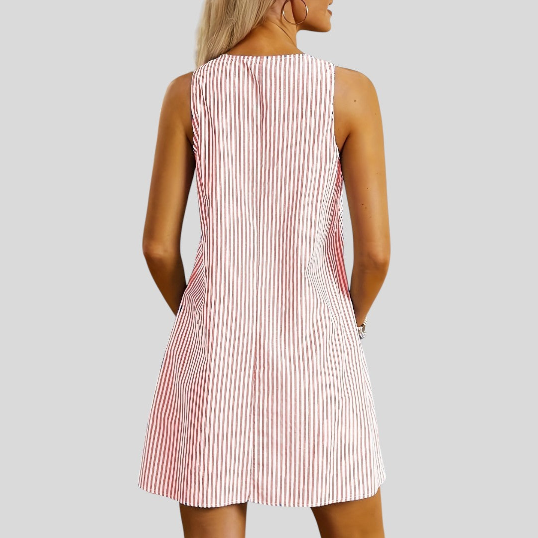 Felicia | Sleeveless Striped Pocket Dress