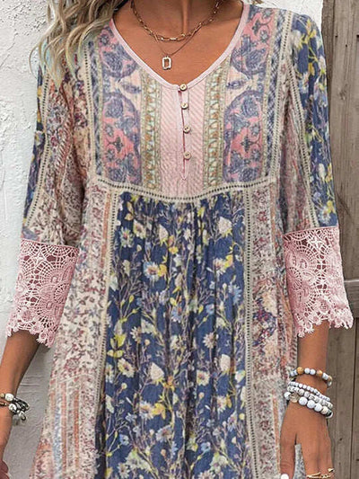 Janita | Boho Dress with Lace Details