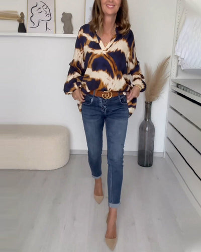 Sloane - Women's V-Neck Printed Top