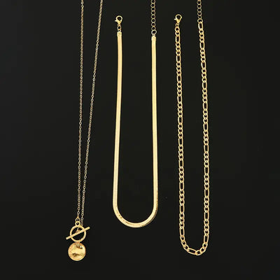 Savira Textured Coin Layered Necklace | Gold 18k
