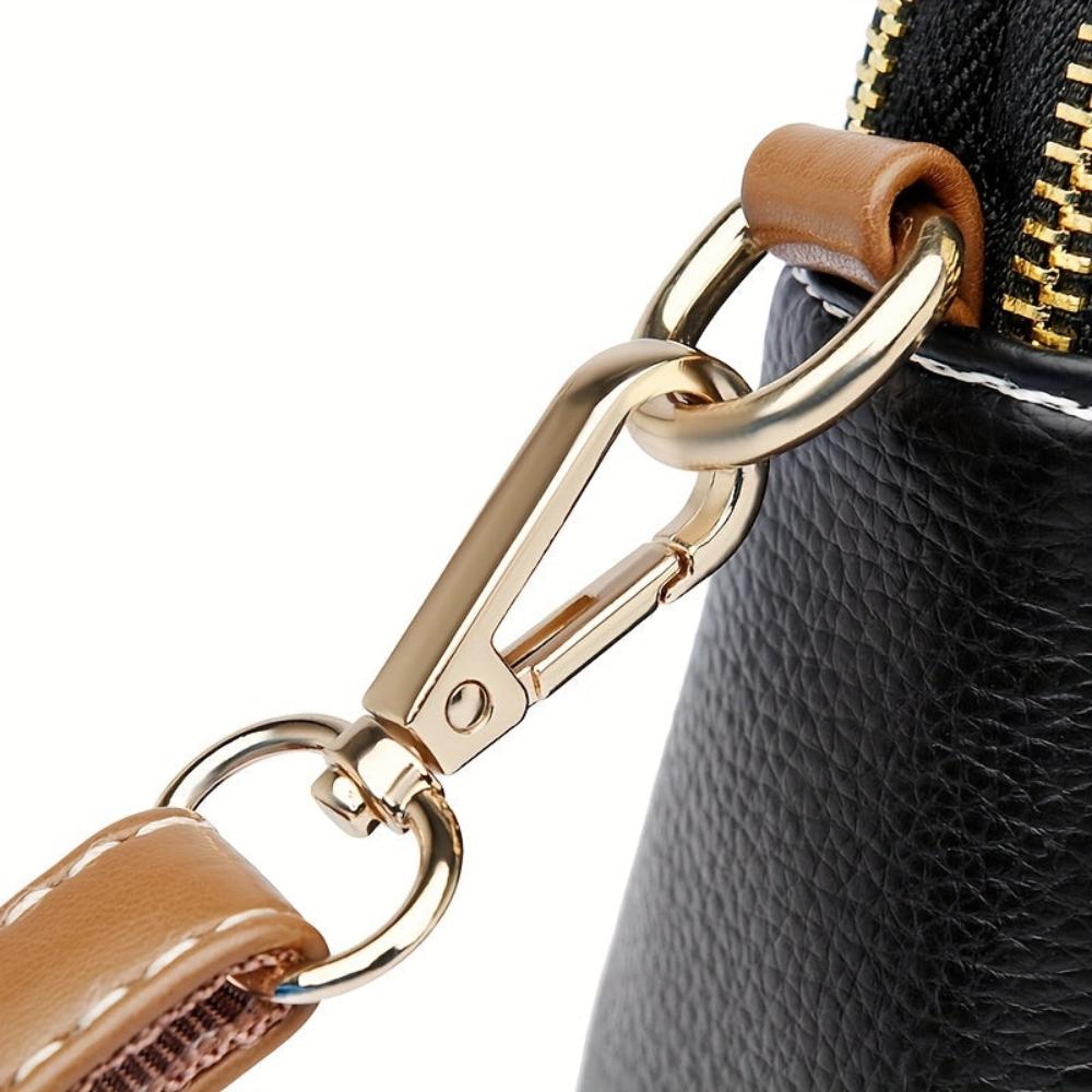 Mila Litchi Crossbody Bag with Embossed Print