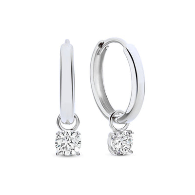 Larmes de Lune Stone Hoop Earrings | White Gold 14k