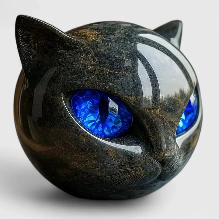 Lyzandra | Mystic Black Cat Head Sculpture
