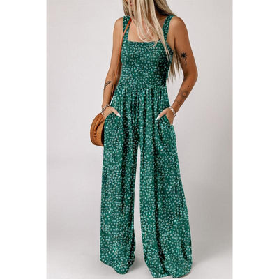 Lana | Vibrant Floral Smocked Wide-Leg Jumpsuit