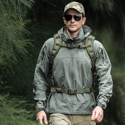 Men’s Jacket – Tailored Fit – Windproof Softshell – Hooded – Multi-Pocket – Zipper Closure