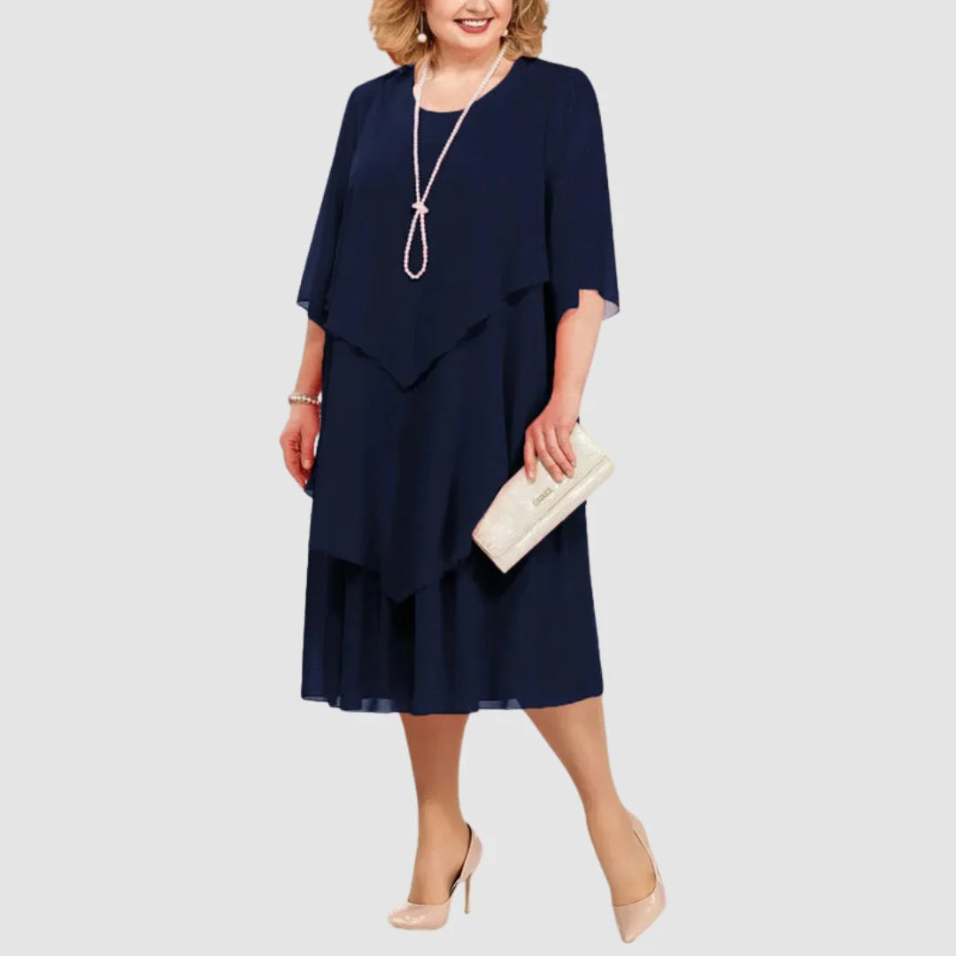 MARIBELLE | LAYERED CHIFFON MIDI DRESS