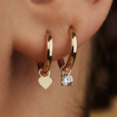 Larmes de Lune Stone Hoop Earrings | Gold 14k